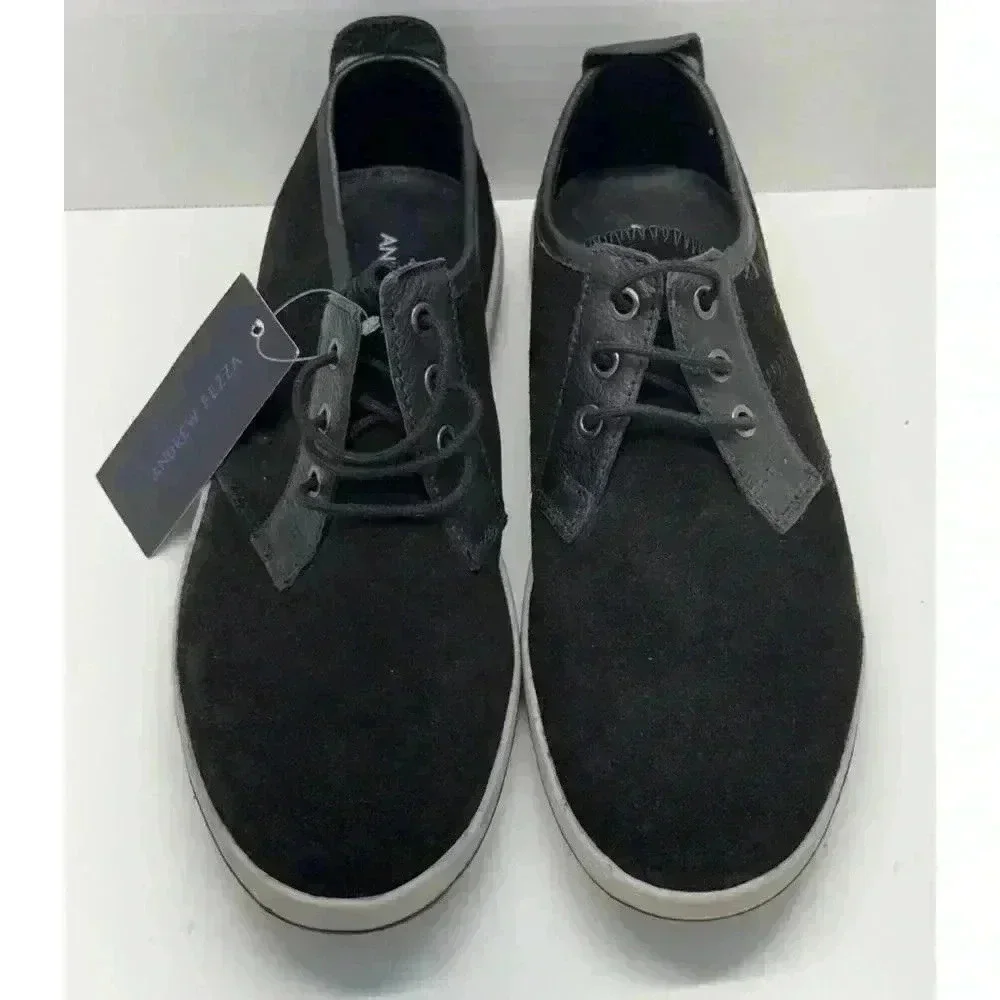 Andrew Fezza Men's Sz 8.5 Zac Oxford Suede Shoes with Leather Trim Black Display